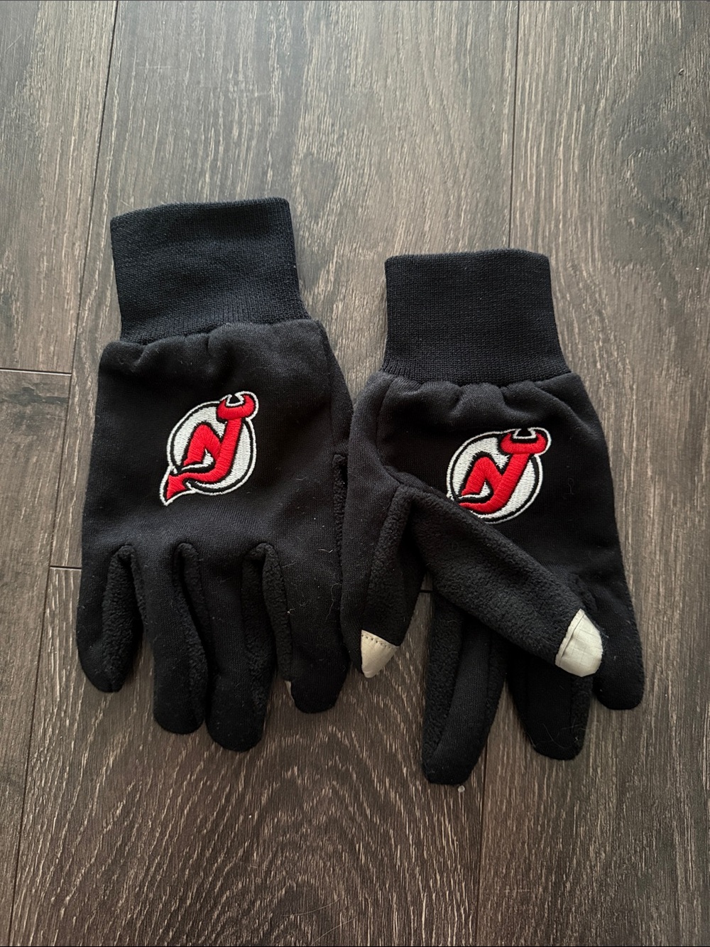 NHL Black Gloves with Red and White New Jersey Devils Logo